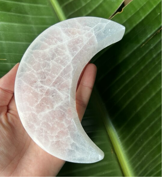 Selenite (Satin Spar) Moon