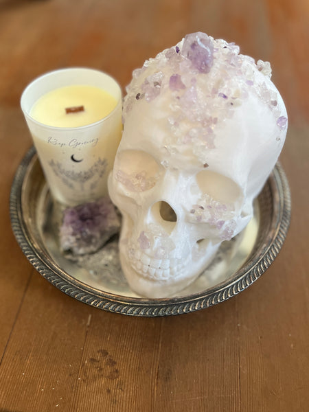 Amethyst’s on White Enviro Skull
