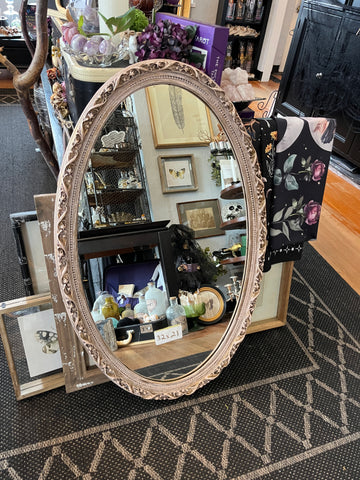 Vintage Pink Large Oval Mirror