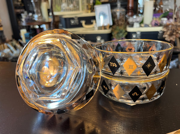 Federal Zodiac Black Gold 4pc Bowl Set