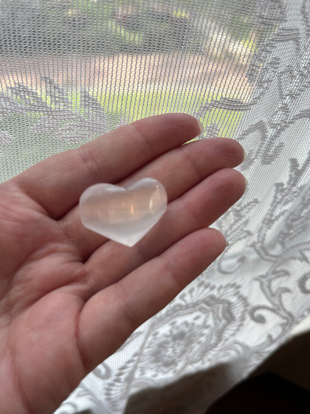 Selenite (Satin Spar) Puffy Pocket Heart