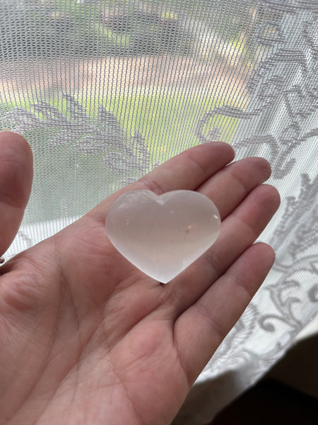 Selenite (Satin Spar) Puffy Pocket Heart