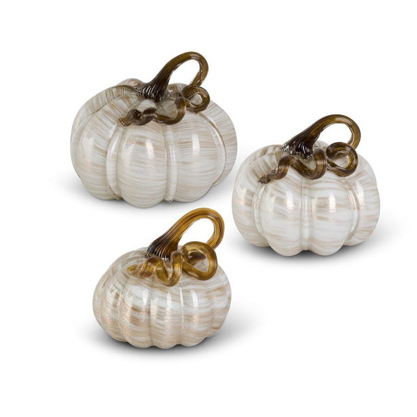 Cream Gold Handblown Glass Pumpkins