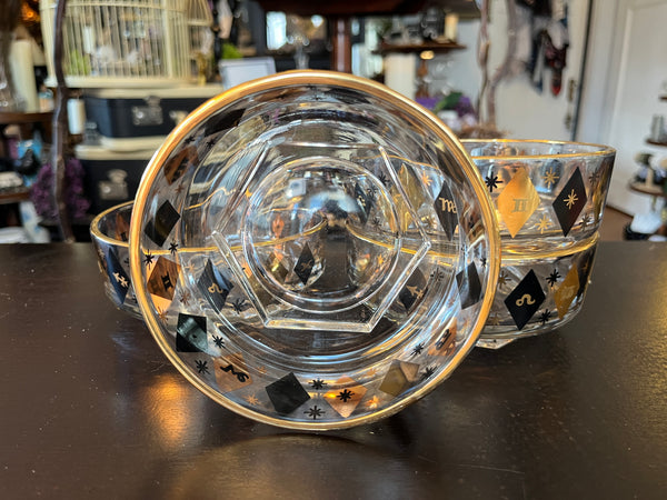 Federal Zodiac Black Gold 4pc Bowl Set