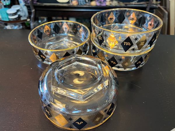 Federal Zodiac Black Gold 4pc Bowl Set