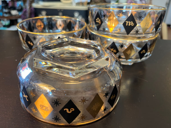 Federal Zodiac Black Gold 4pc Bowl Set