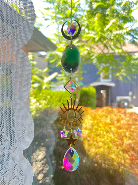 Gold Crystal Suncatcher w/ Agate