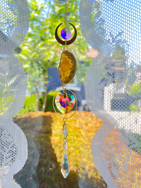 Gold Crystal Suncatcher w/ Agate