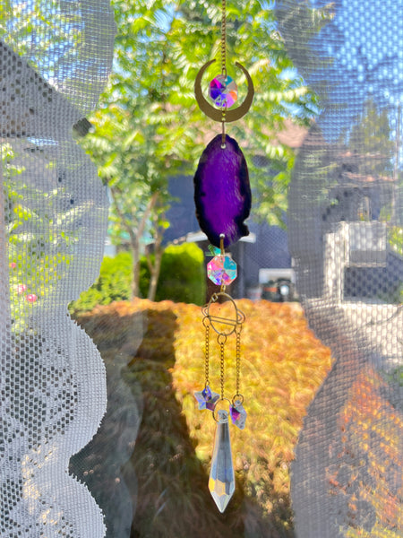 Gold Crystal Suncatcher w/ Agate
