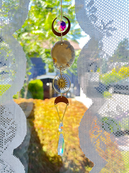 Gold Crystal Suncatcher w/ Agate