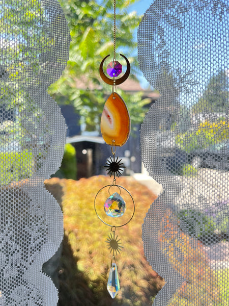 Gold Crystal Suncatcher w/ Agate