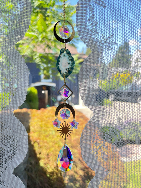 Gold Crystal Suncatcher w/ Agate