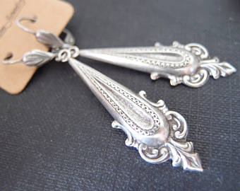 Victorian Style Silver Plated Earrings