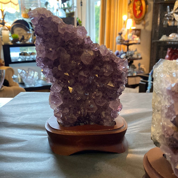 Amethyst Cluster on wood base Unique #3 - 5" to 8"