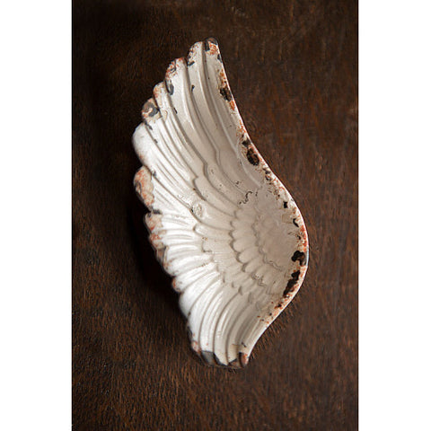 PEWTER ANGEL WING IN ANTIQUE WHITE