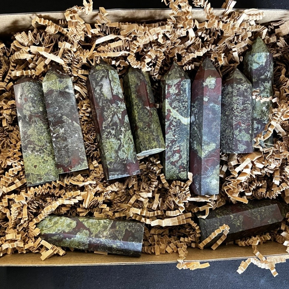 Dragon Blood Jasper Generator Tower – Strength & Heart Healing Crystal