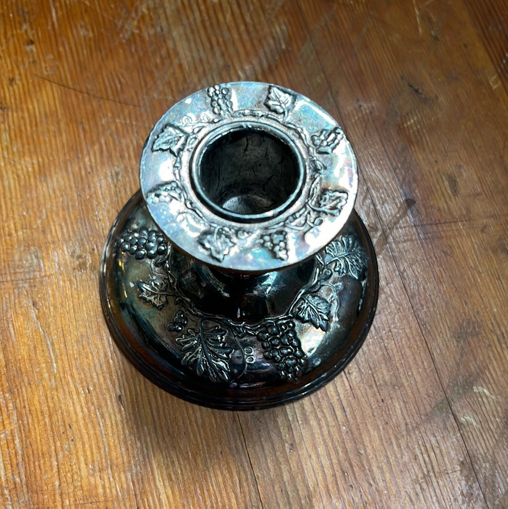 Vintage Silver Plated Candle Stick w/ Grapes