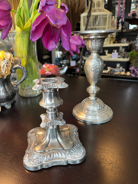 Old English Reproduction Silver Candle Stick 5.5”