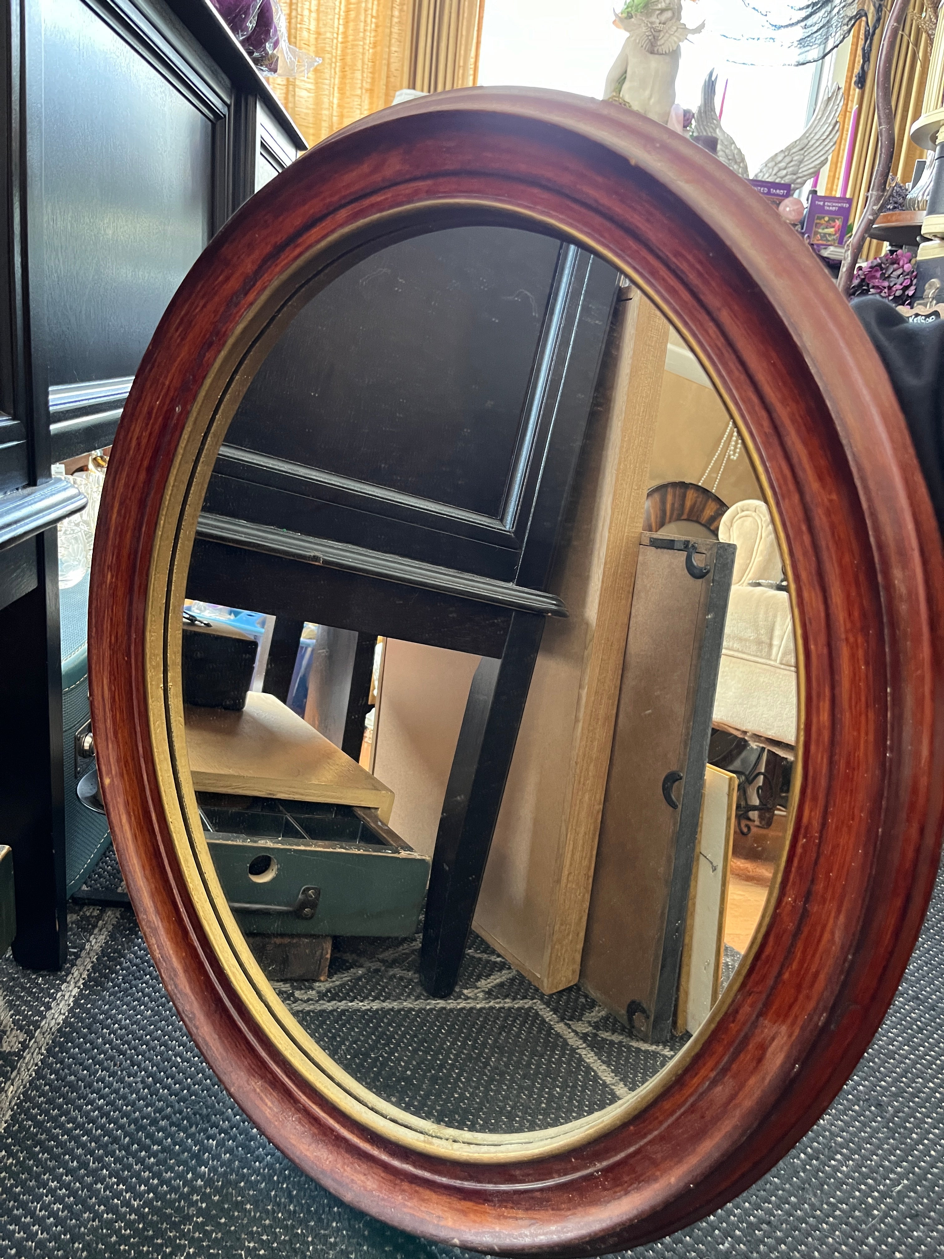Vintage Medium Oval Mirror Wooden