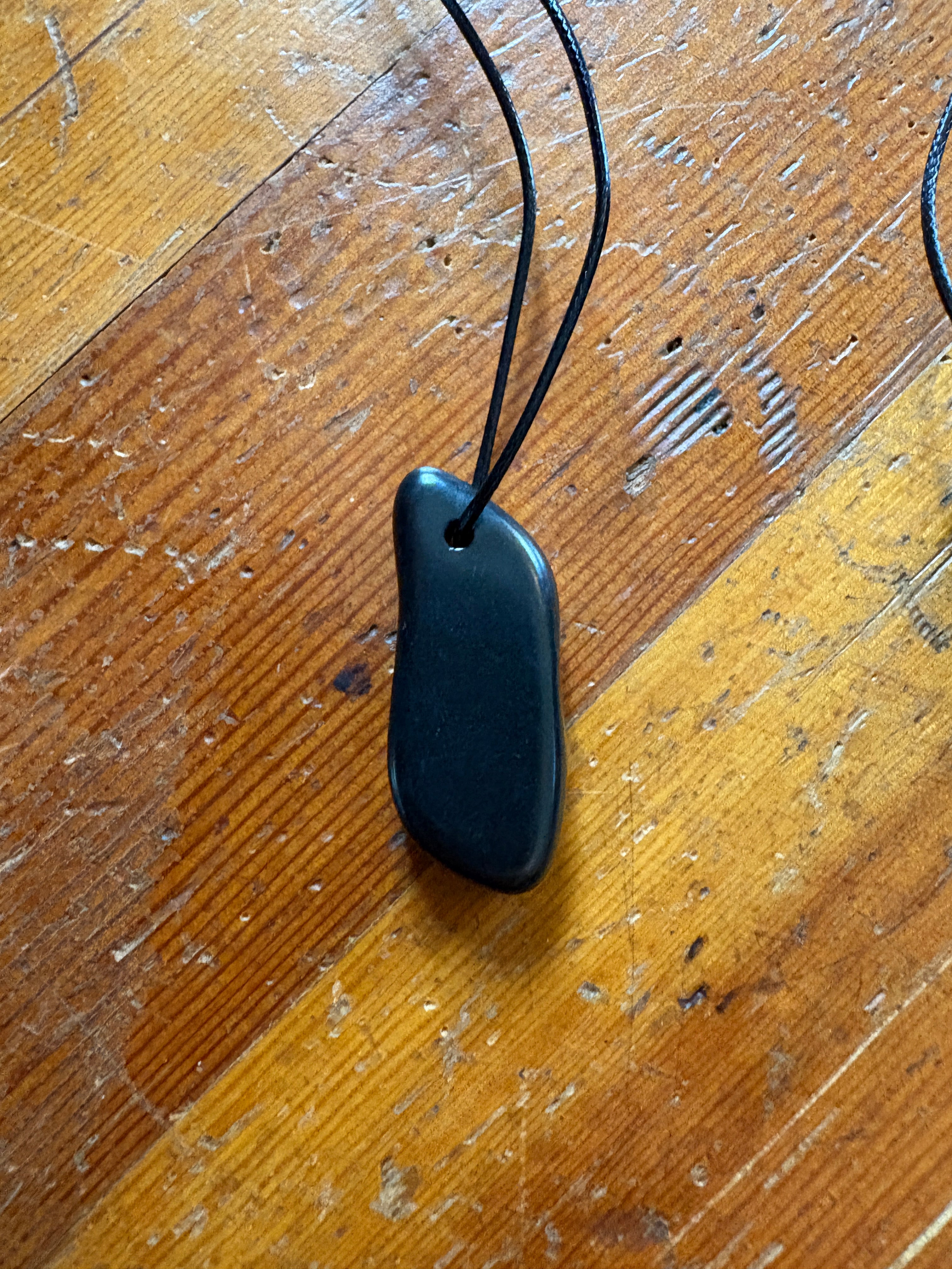 Russian Shungite Freeform Pendant Necklace