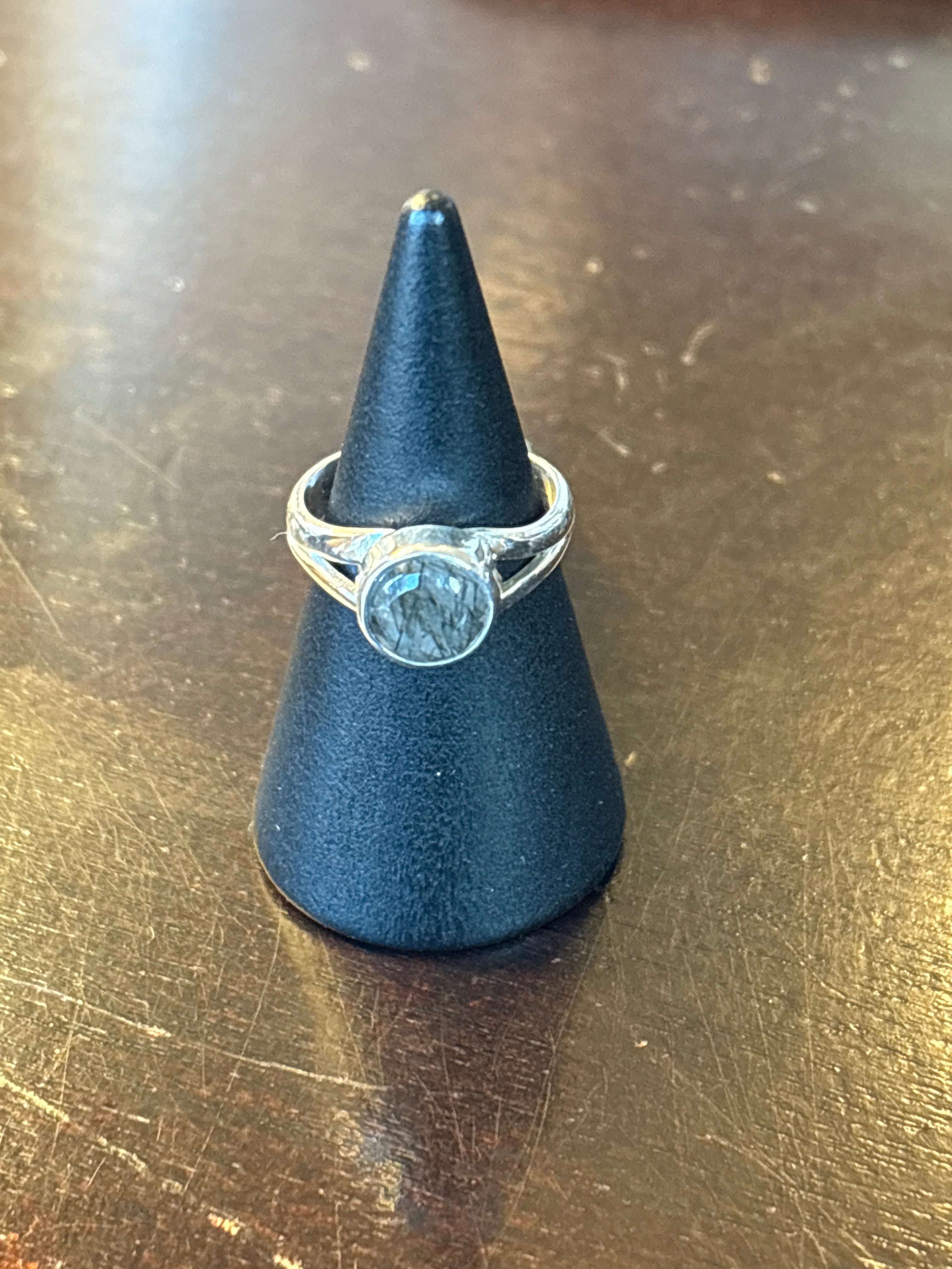 Silver .925 Tourmalinated Quartz Ring (201) – Clarity & Protection Crystal Jewelry