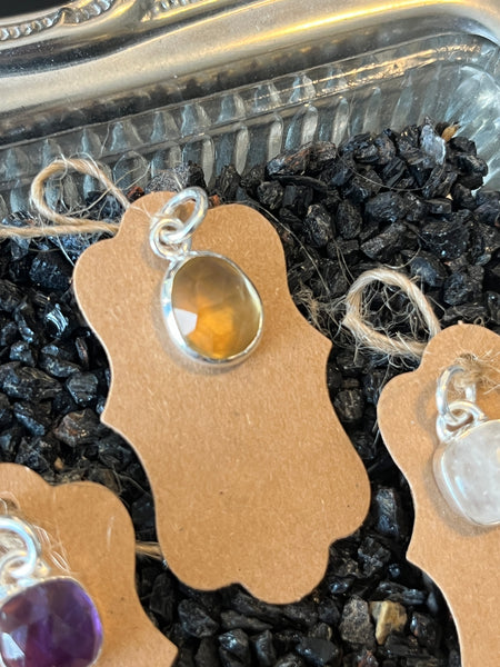 Oval Silver Pendant w/ Semi Precious Stone