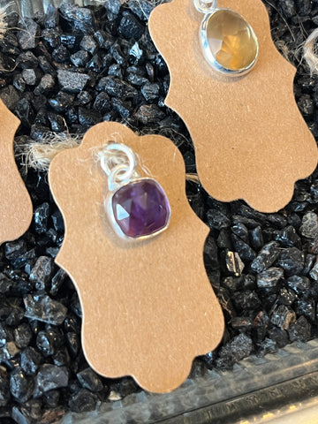 Square Silver Pendant w/ Semi Precious Stone