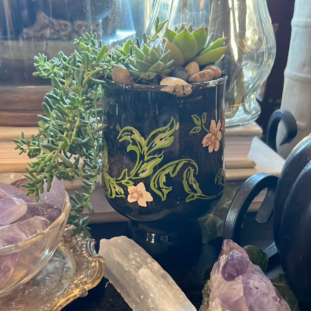 Clear Quartz Crystal Succulents in Retro Cup