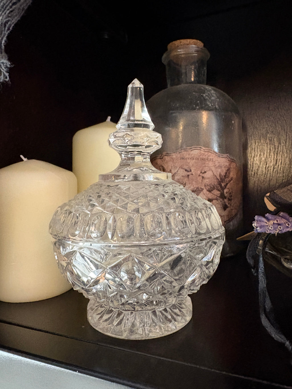 Vintage Anchor Hocking Wexford Lidded Pedestal Dish
