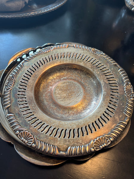 Vintage Silver Plated Round Offering Tray