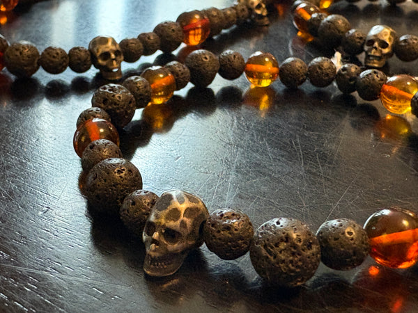 Cognac Baltic Amber w/ Lava & Skulls by Brent McMaster