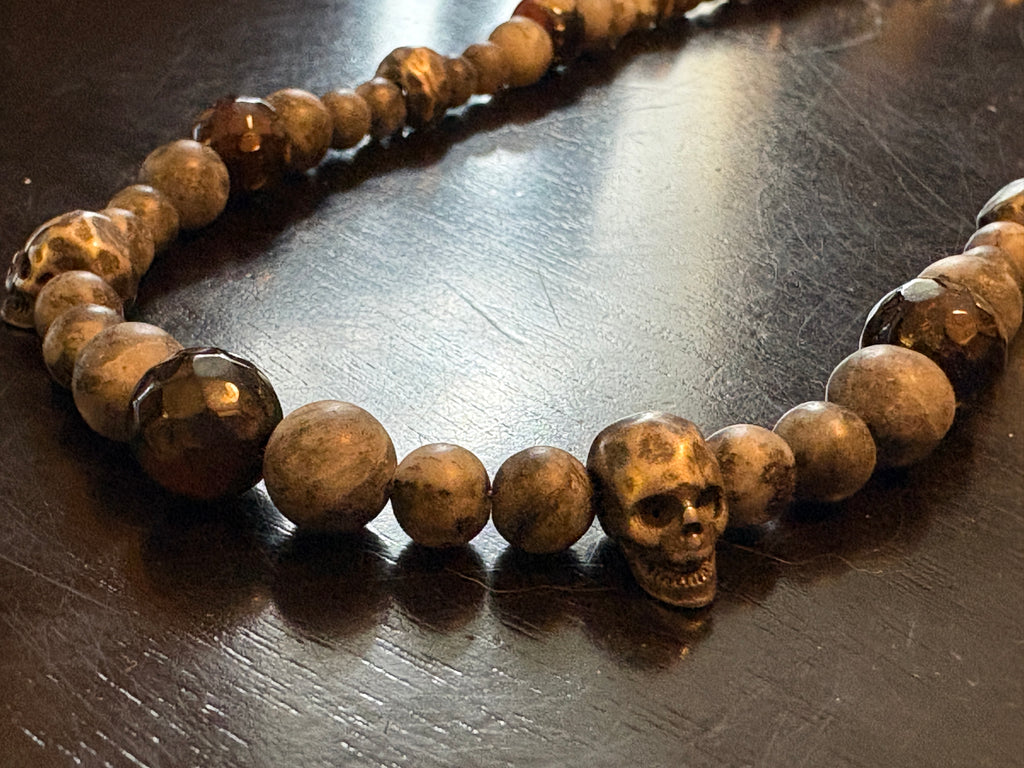 Red Fire Agate w/ Larvakite & Skulls by Brent McMaster