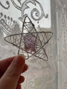 Vintage Inspired Silver Wire Star w/ Crystal