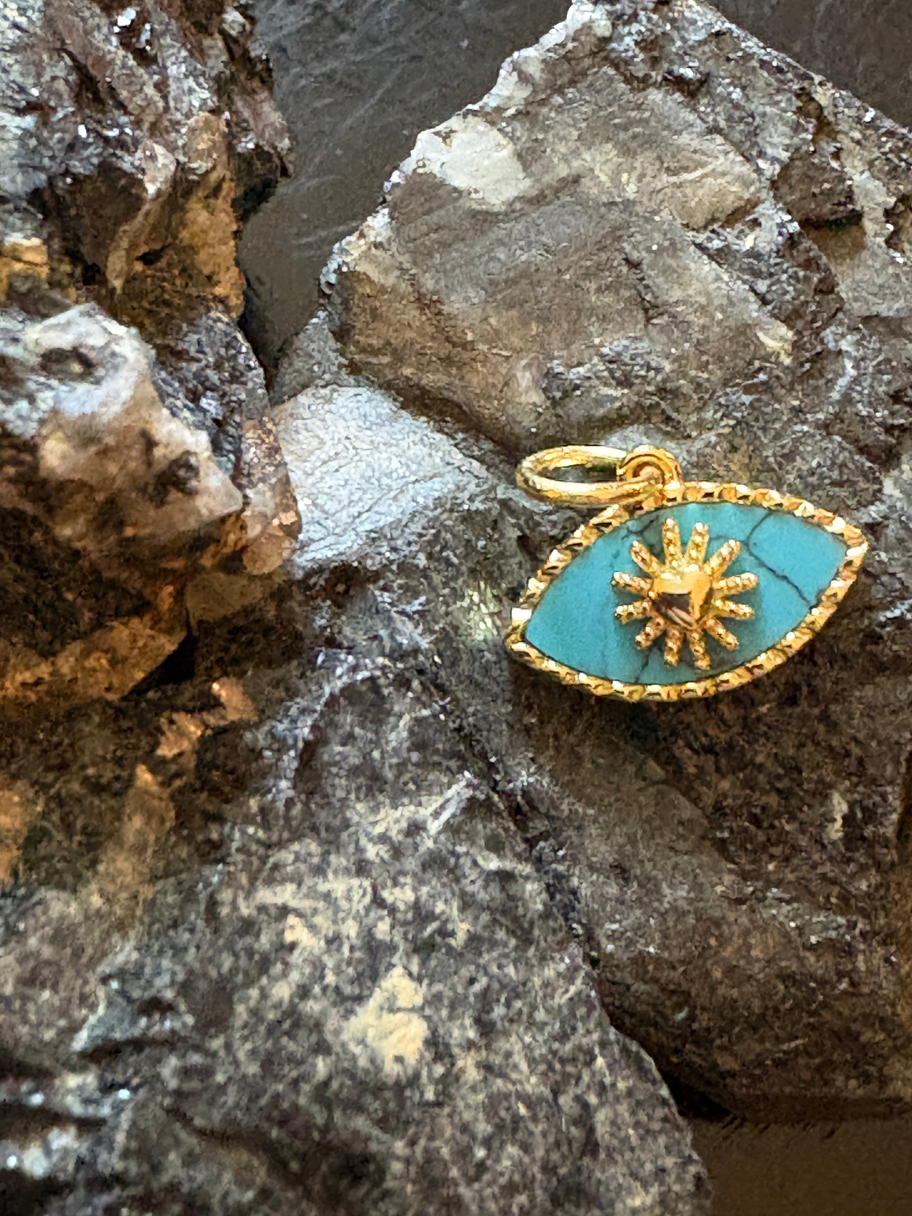 P + G Mini Charm Evil Eye Pendant