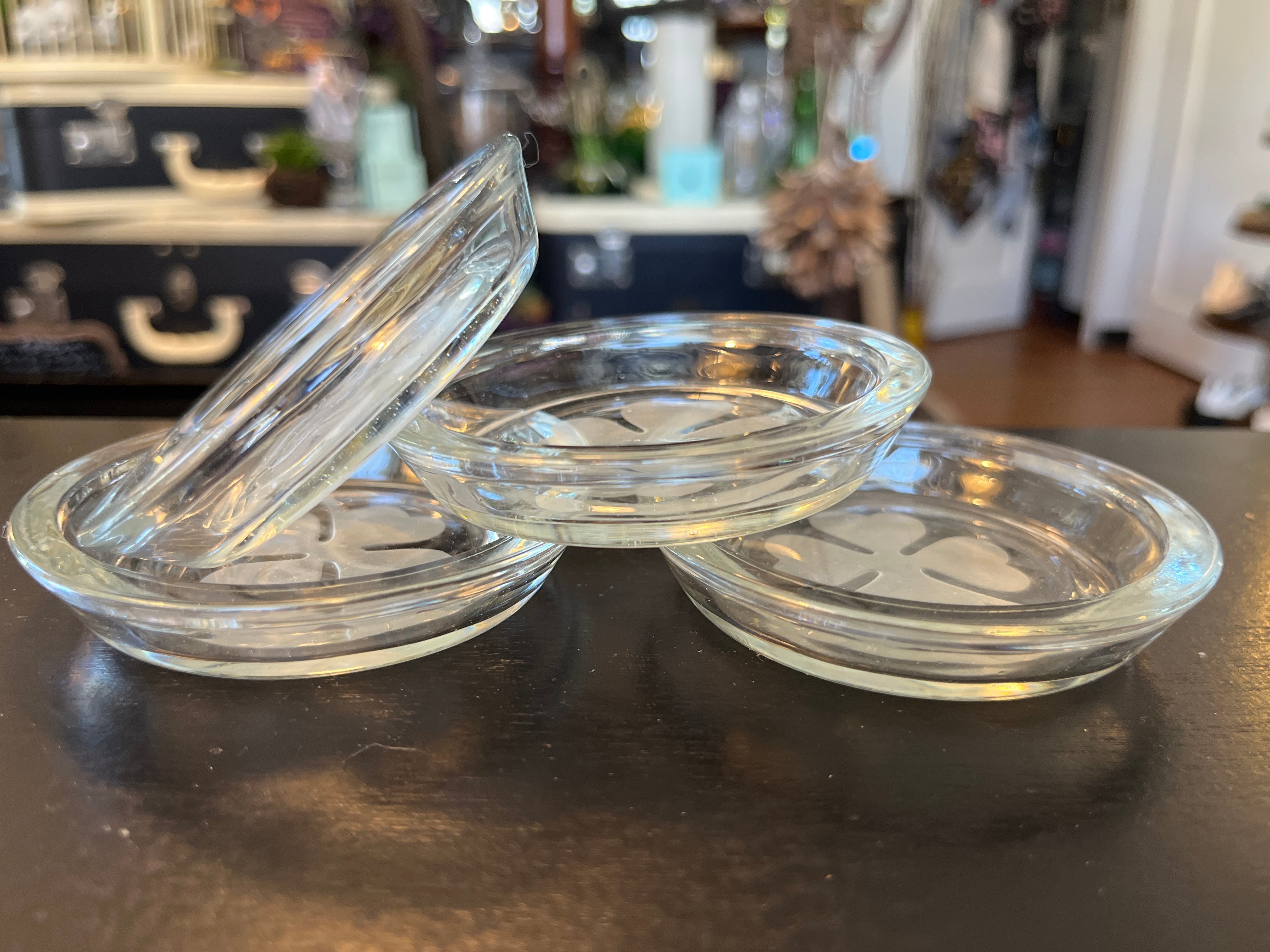 Clear Glass Shamrock Coaster
