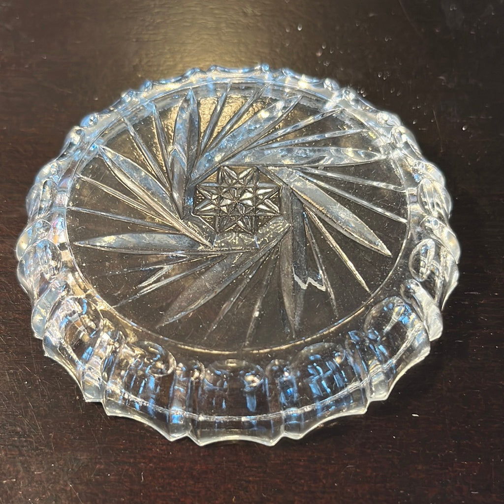 Vintage Crystal Bohemia Pinwheel Czechoslovakia, Brunswick Star Trinket Dish