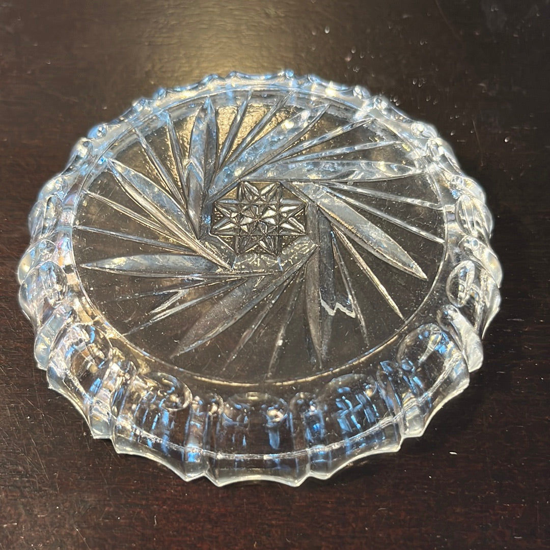 Vintage Crystal Bohemia Pinwheel Czechoslovakia, Brunswick Star Trinket Dish