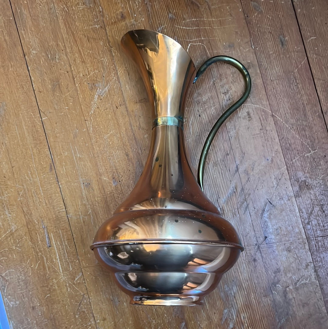 Vintage Copper Jug with Brass Handle