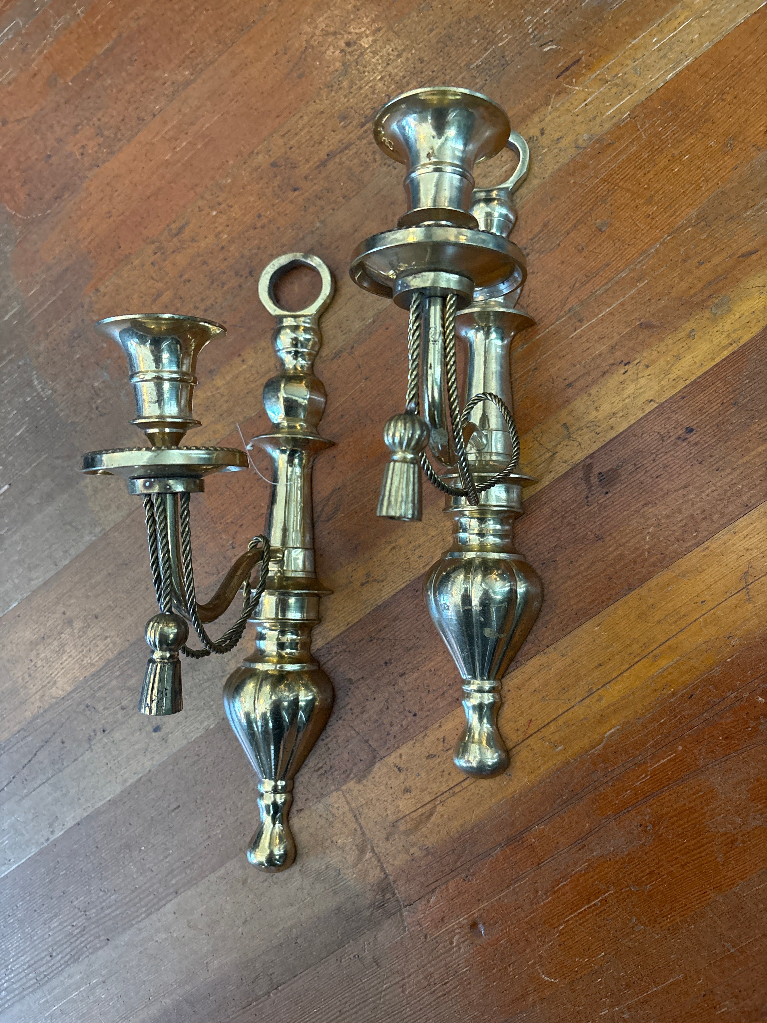 Vintage Brass Rope & Tassel Wall Sconces