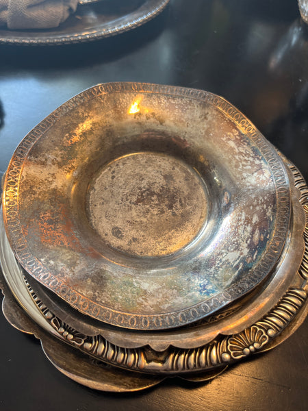 Vintage Silver Plated Round Offering Tray