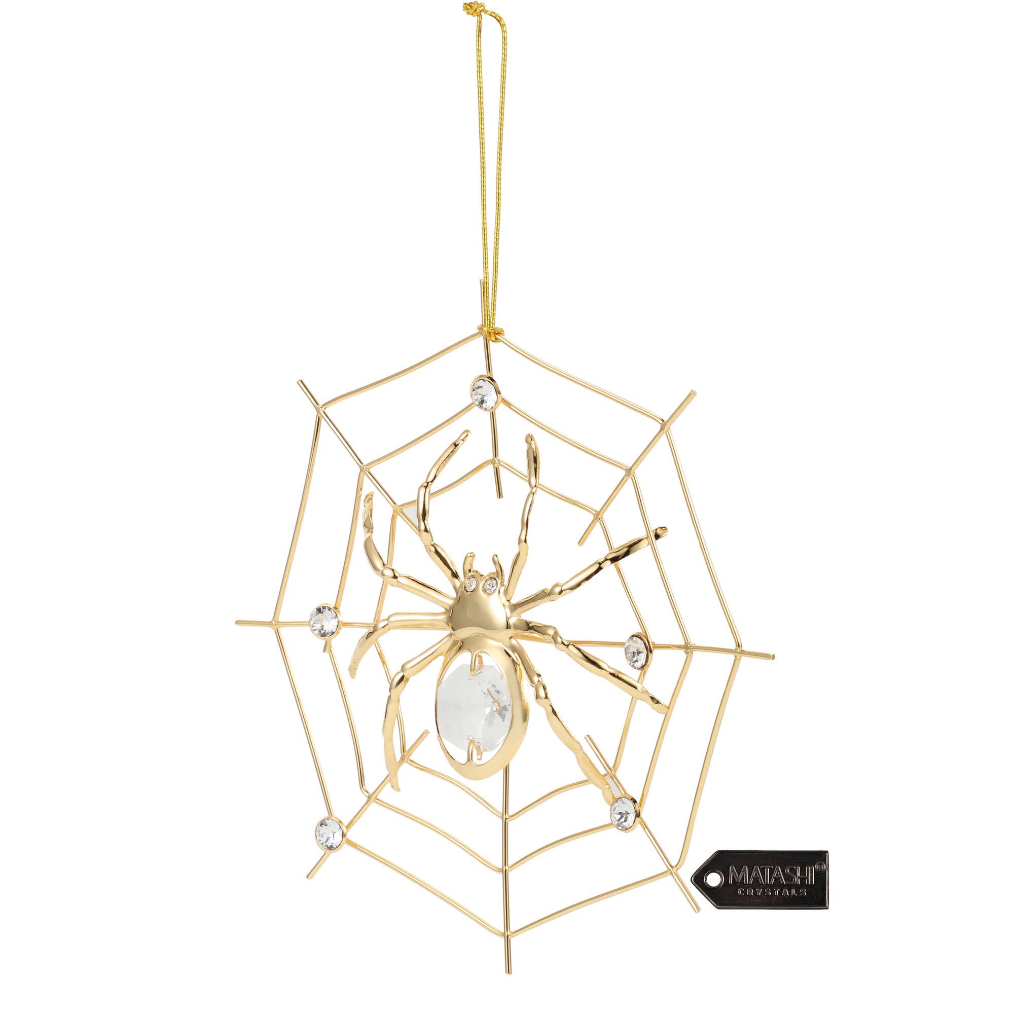Matashi Gold Plated Crystal Studded Spider Hanging Ornament