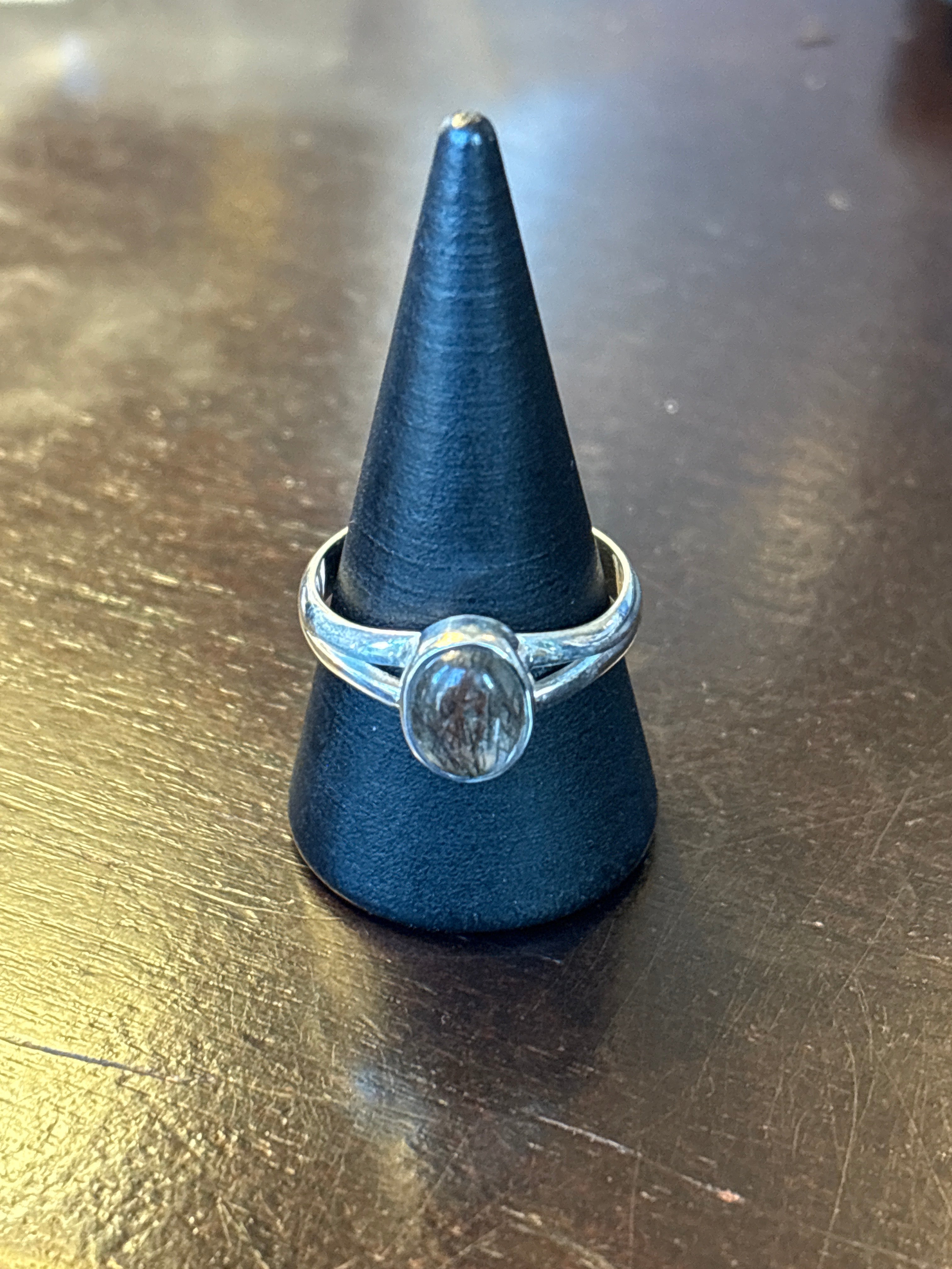 Silver .925 Tourmalinated Quartz Ring (201) – Clarity & Protection Crystal Jewelry