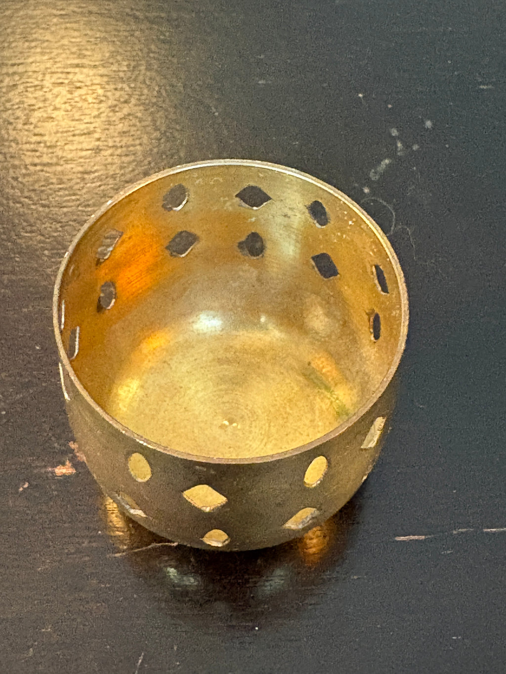 Vintage Indian Brass Pierced Vessel | The Apothecary’s Curiosity – 2”