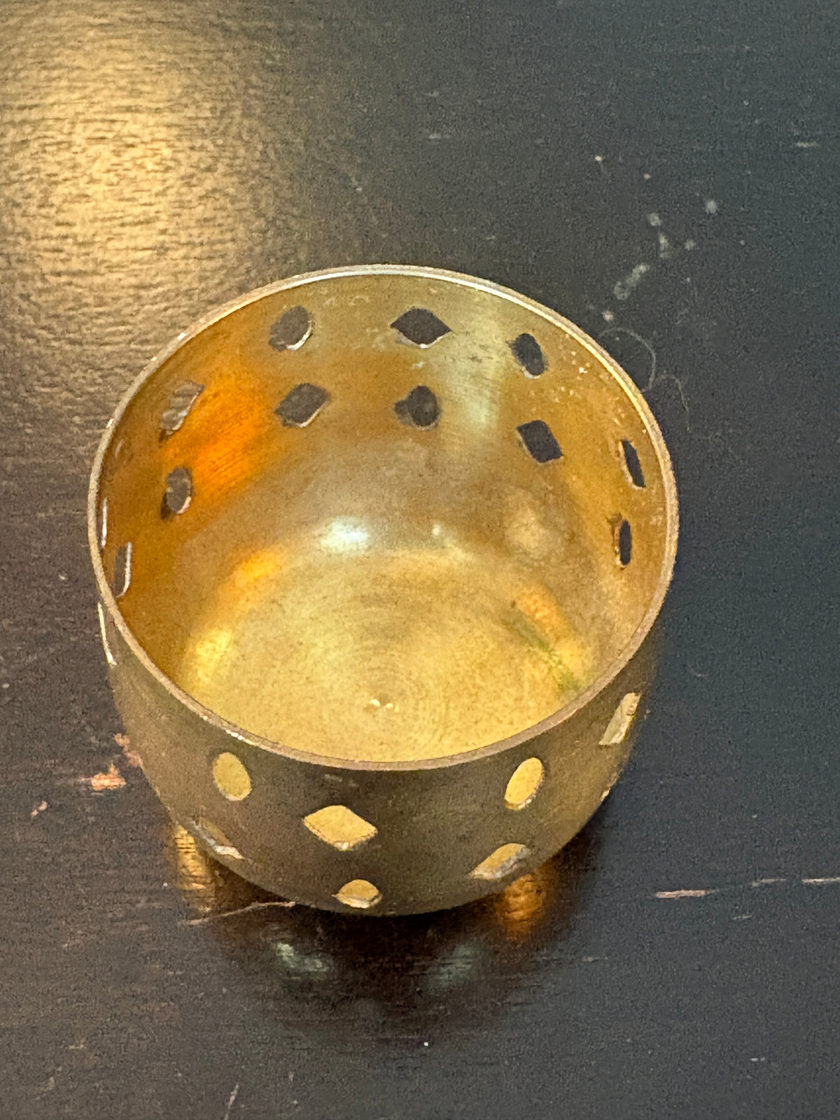 Vintage Indian Brass Pierced Vessel | The Apothecary’s Curiosity – 2”
