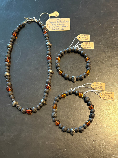 Cognac Baltic Amber w/ Lava & Skulls by Brent McMaster