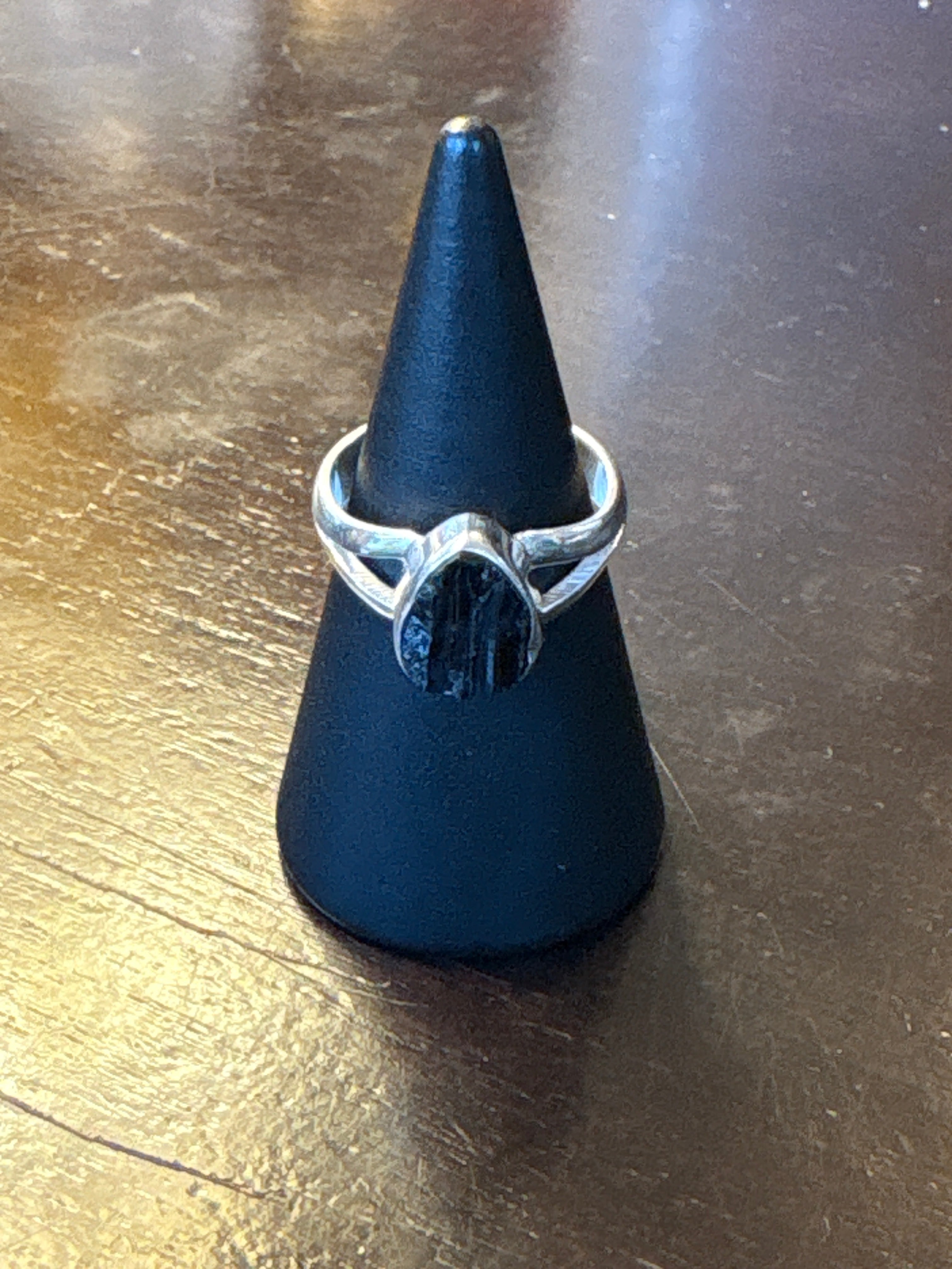 Silver .925 Rough Tourmaline Ring (207) – Raw Protection & Grounding Crystal Jewelry
