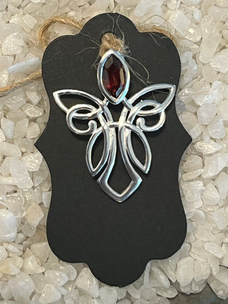Celtic Silver Angel/ Fairy Pendant w/ Semi Precious Stone