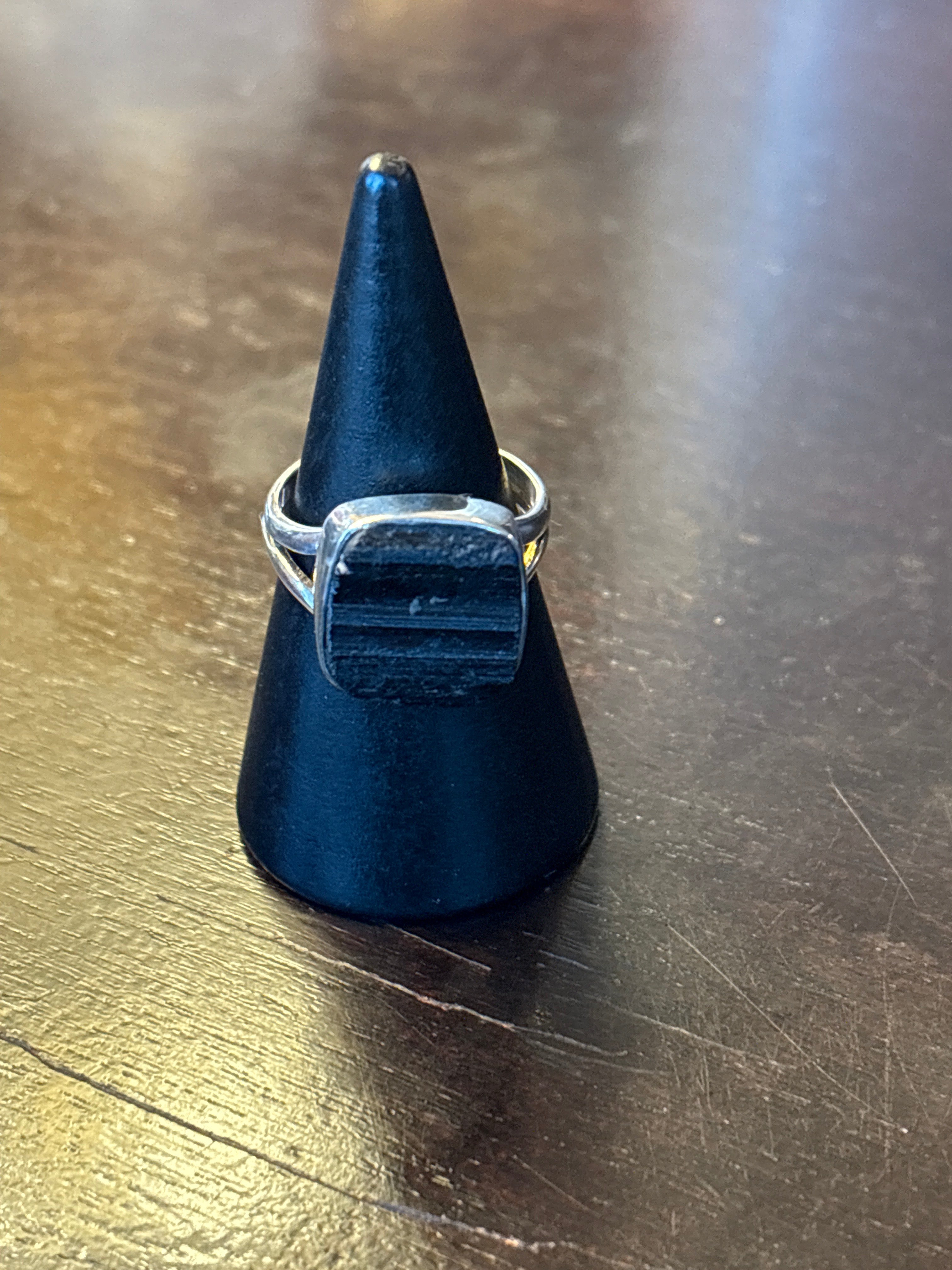 Silver .925 Rough Tourmaline Ring (207) – Raw Protection & Grounding Crystal Jewelry