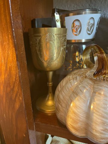 Vintage Indian Brass Chalice w/ Ornate Detailing 5 3/4"