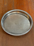 Vintage Silver-Plated Offering Tray – 12” Footed Gallery Tray